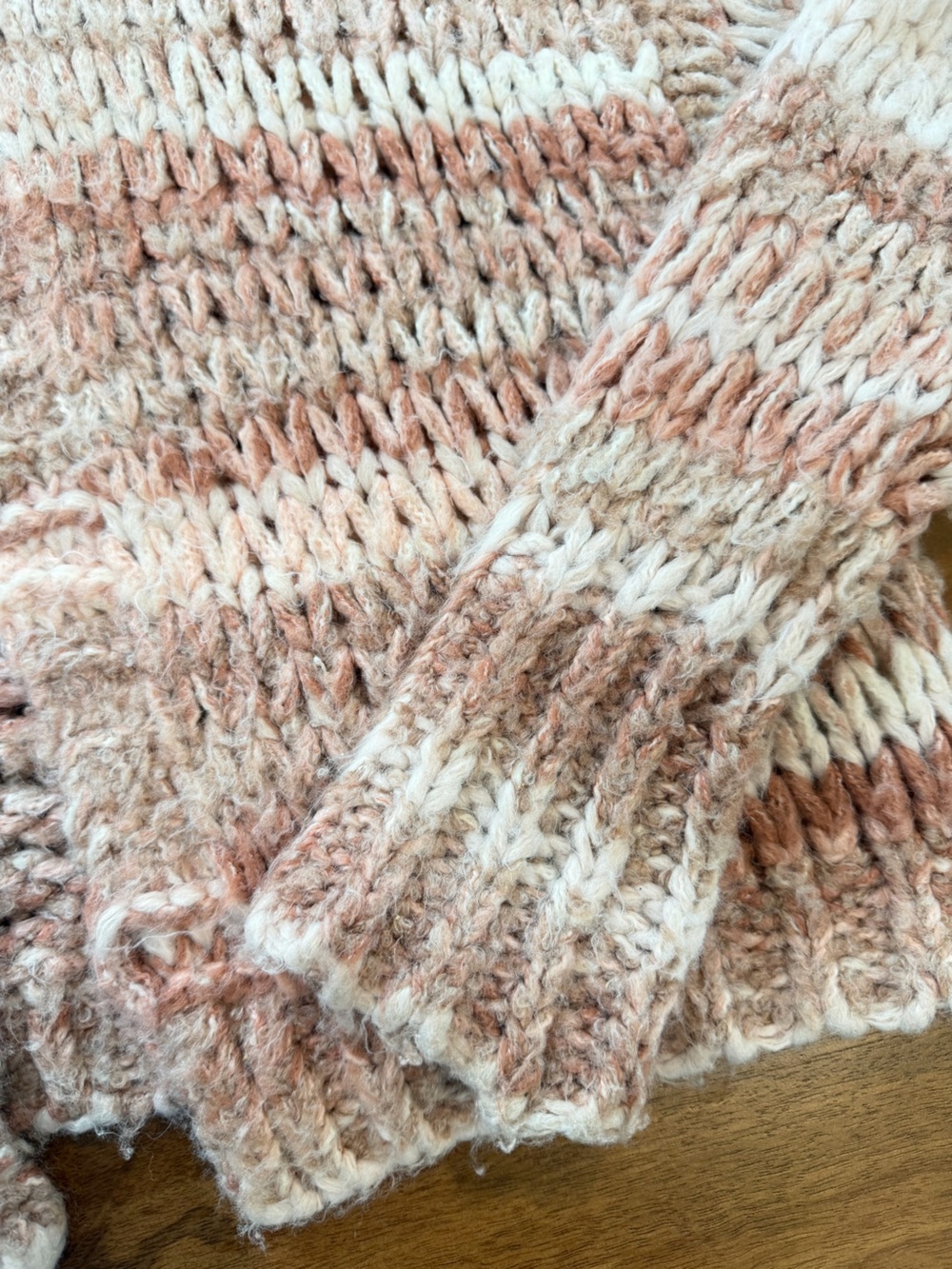 Free People Striped Open-Front Knit Cardigan in Blush Pink, Tan and Cream Size M - Picture 5 of 16